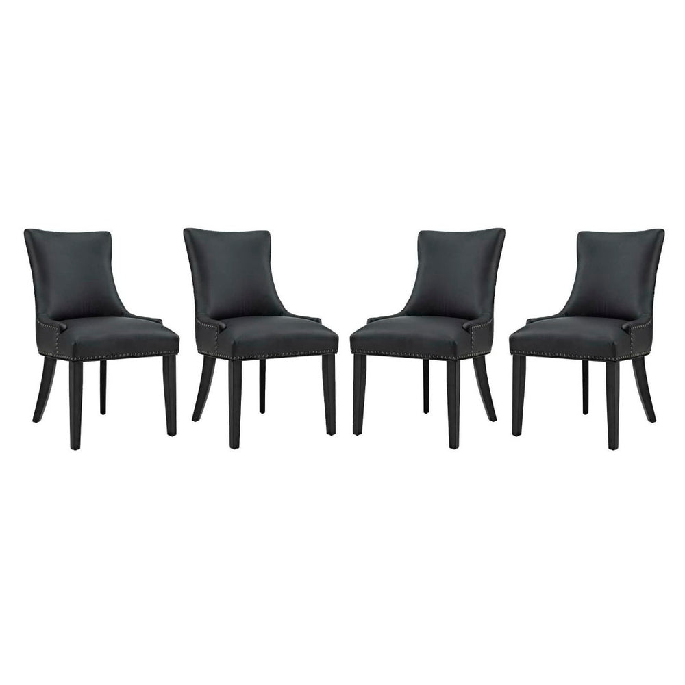 Modway Furniture Marquis Faux Leather Dining Chair Set of 4 - Elegant Tufted Design for Stylish Dining Spaces Black EEI-3499-BLK