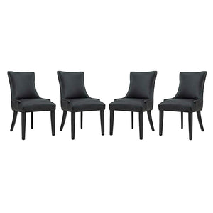 Modway Furniture Marquis Faux Leather Dining Chair Set of 4 - Elegant Tufted Design for Stylish Dining Spaces Black EEI-3499-BLK