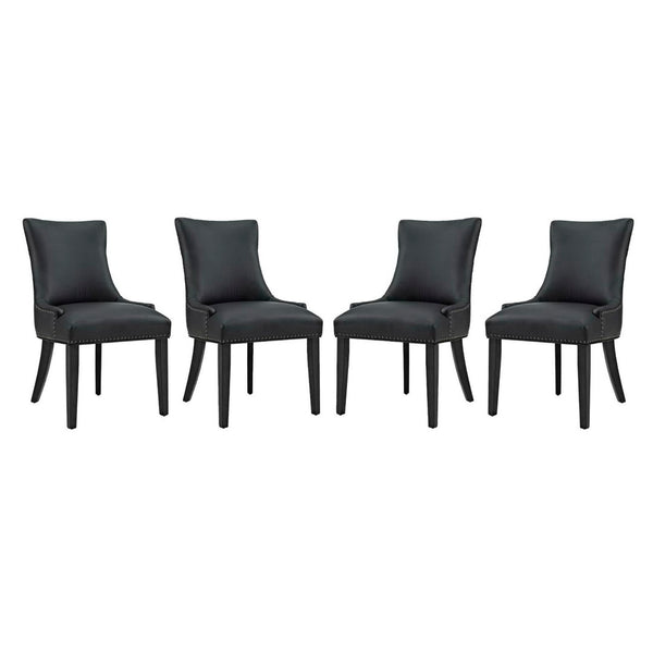 Modway Furniture Marquis Faux Leather Dining Chair Set of 4 - Elegant Tufted Design for Stylish Dining Spaces Black EEI-3499-BLK