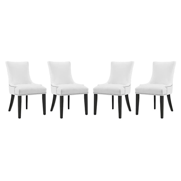 Modway Furniture Marquis Faux Leather Dining Chair Set of 4 - Elegant Tufted Design for Stylish Dining Spaces White EEI-3499-WHI