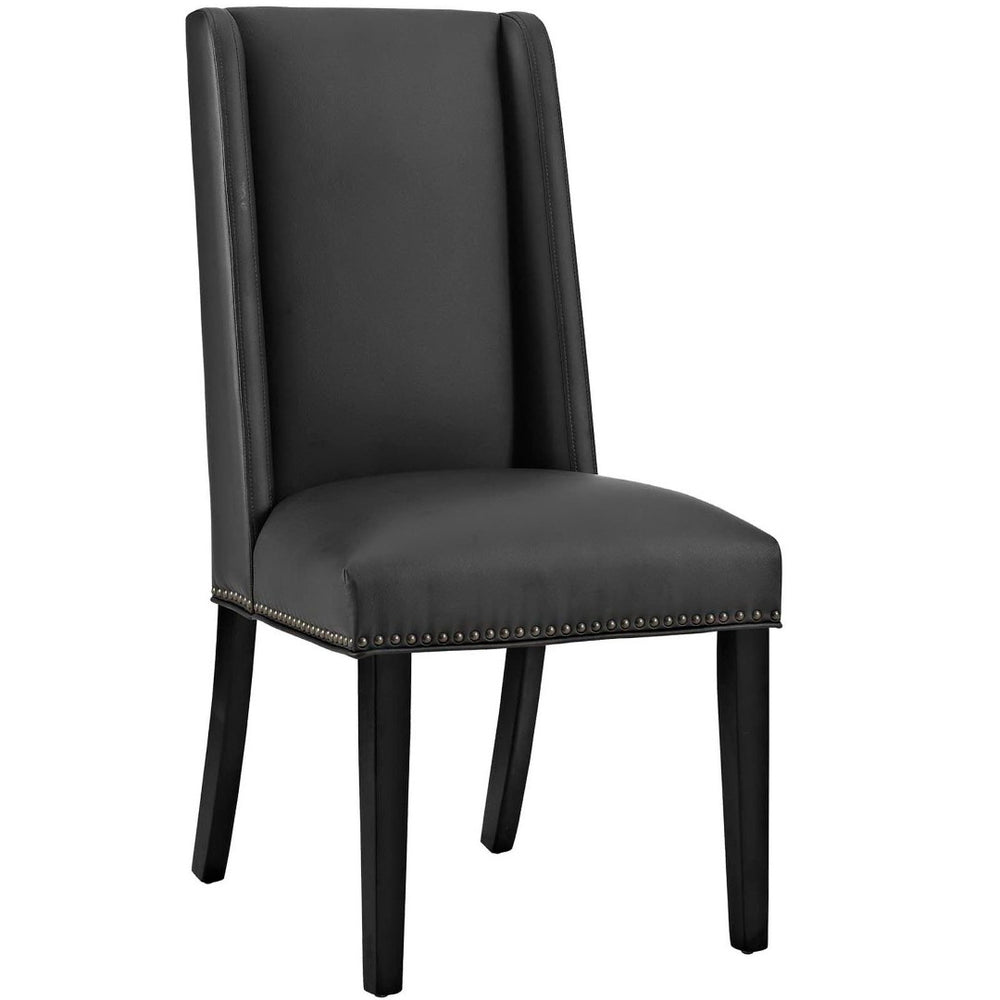 Modway Furniture Baron Vinyl Dining Chair Set of 4 - Elegant Comfort with Copper Nailhead Trim for Stylish Spaces EEI-3502-BLK