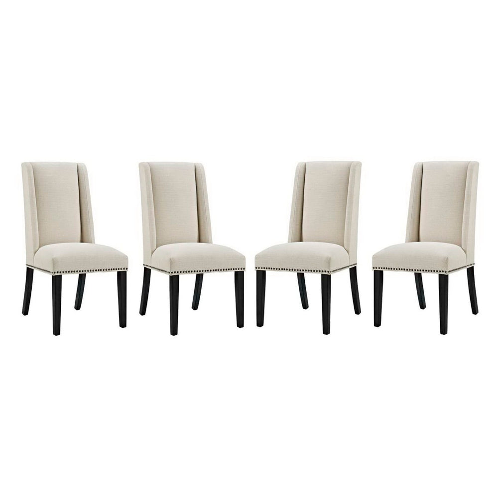 Modway Furniture Baron Fabric Dining Chair Set of 4 - Elegant Upholstered Chairs for Dining Room & Accent Seating EEI-3503-BEI