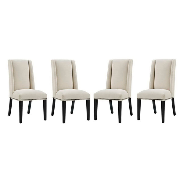 Modway Furniture Baron Fabric Dining Chair Set of 4 - Elegant Upholstered Chairs for Dining Room & Accent Seating EEI-3503-BEI