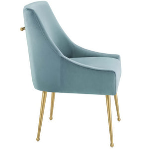 Modway Furniture Discern Upholstered Performance Velvet Dining Chair - Elegant Light Blue Accent for Any Space EEI-3508-LBU