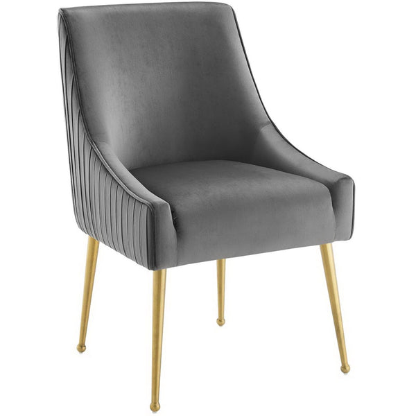 Modway Furniture Discern Pleated Back Upholstered Performance Velvet Dining Chair - Modern Elegance for Any Space Gray EEI-3509-GRY