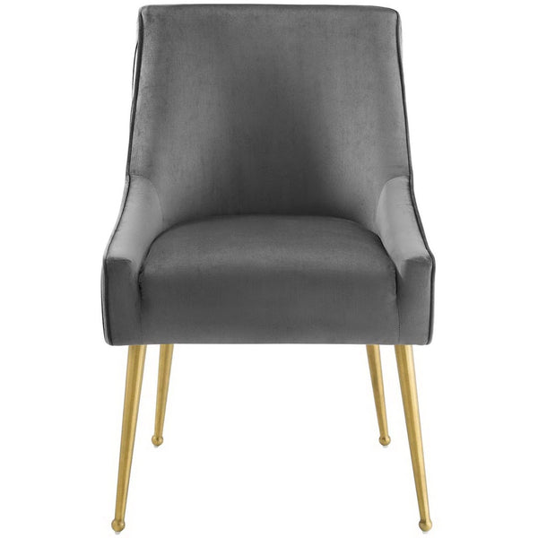 Modway Furniture Discern Pleated Back Upholstered Performance Velvet Dining Chair - Modern Elegance for Any Space Gray EEI-3509-GRY