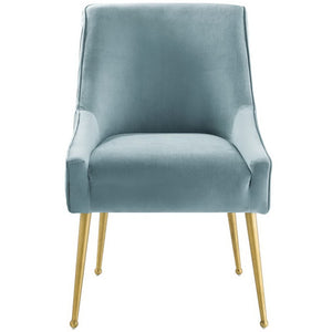 Modway Furniture Discern Pleated Back Upholstered Performance Velvet Dining Chair - Modern Elegance for Any Space Light Blue EEI-3509-LBU