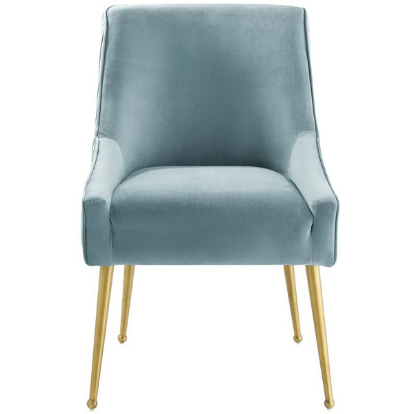 Modway Furniture Discern Pleated Back Upholstered Performance Velvet Dining Chair - Modern Elegance for Any Space Light Blue EEI-3509-LBU