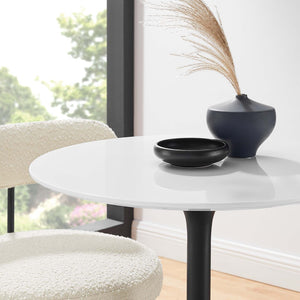 Modway Furniture Lippa 28" Round Wood Dining Table - Modern Mid-Century Design, Perfect for Small Spaces & Durability EEI-3510-BLK-WHI