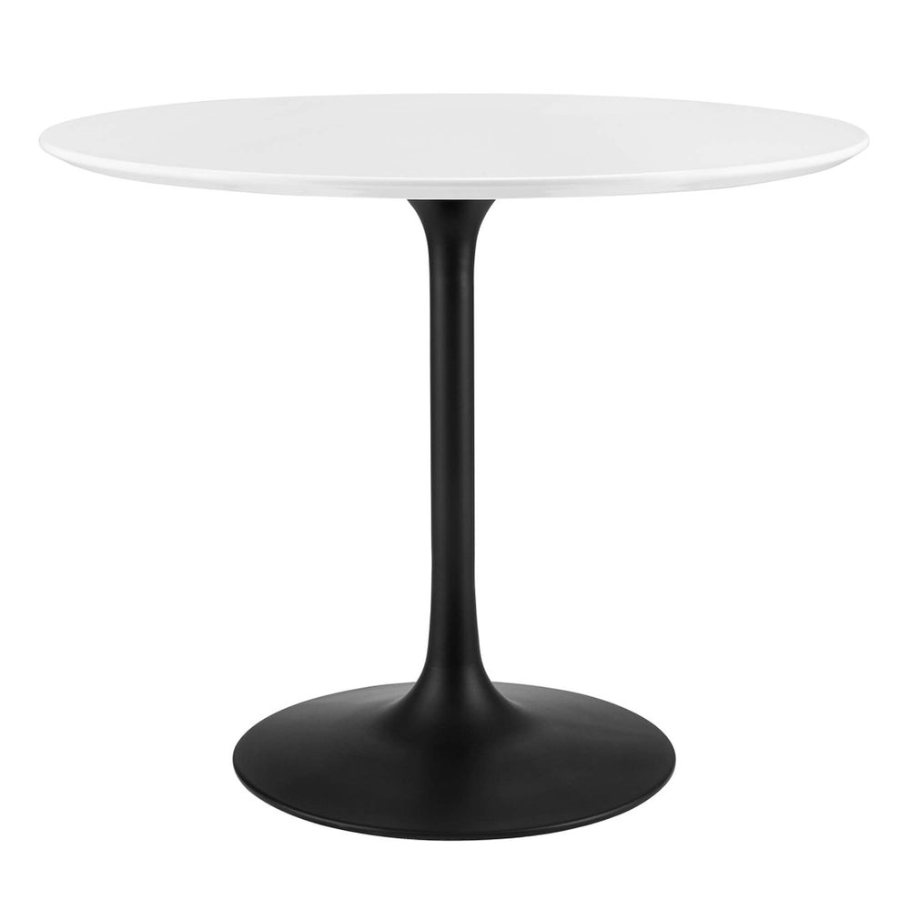 Modway Furniture Lippa 36" Round Wood Dining Table - Sleek Mid-Century Design, High-Gloss Finish, Perfect for Small Spaces EEI-3511-BLK-WHI