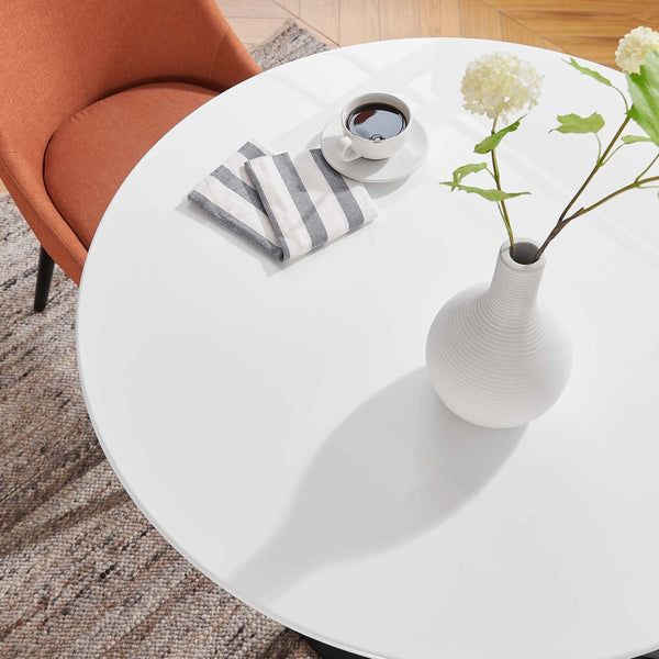 Modway Furniture Lippa 36" Round Wood Dining Table - Sleek Mid-Century Design, High-Gloss Finish, Perfect for Small Spaces EEI-3511-BLK-WHI