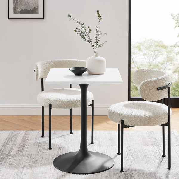Modway Furniture Lippa 24" Square Dining Table - Modern Mid-Century Design with High-Gloss Finish for Small Spaces EEI-3512-BLK-WHI