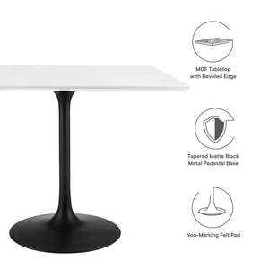 Modway Furniture Lippa 36" Square Wood Dining Table - Modern Mid-Century Style, High-Gloss Finish, Seats 4 Comfortably EEI-3514-BLK-WHI