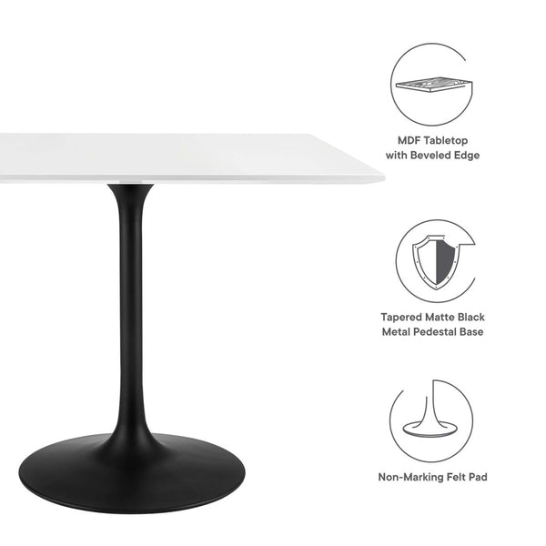 Modway Furniture Lippa 36" Square Wood Dining Table - Modern Mid-Century Style, High-Gloss Finish, Seats 4 Comfortably EEI-3514-BLK-WHI