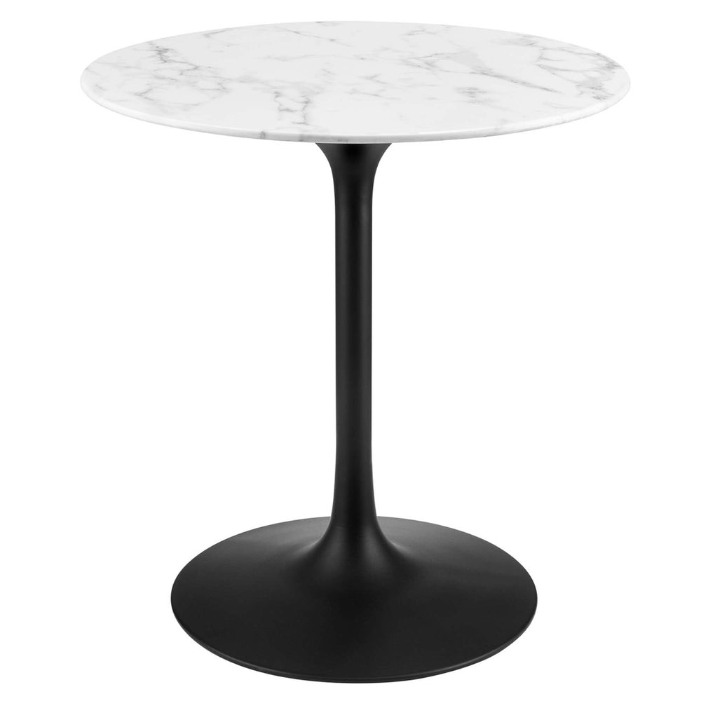 Modway Furniture Lippa 28" Round Faux Marble Dining Table - Elegant Mid-Century Modern Design for Small Spaces EEI-3515-BLK-WHI