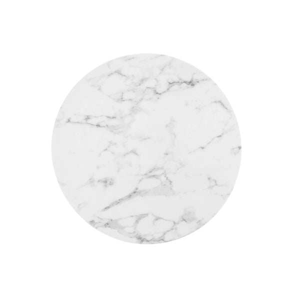Modway Furniture Lippa 28" Round Faux Marble Dining Table - Elegant Mid-Century Modern Design for Small Spaces EEI-3515-BLK-WHI