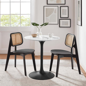 Modway Furniture Lippa 28" Round Faux Marble Dining Table - Elegant Mid-Century Modern Design for Small Spaces EEI-3515-BLK-WHI