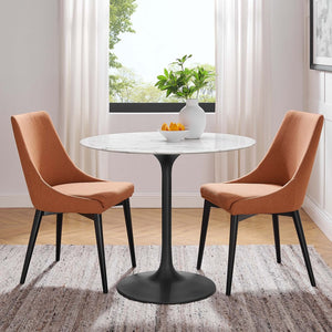 Modway Furniture Lippa 36" Round Faux Marble Dining Table - Modern Mid-Century Pedestal Design for Small Spaces EEI-3516-BLK-WHI