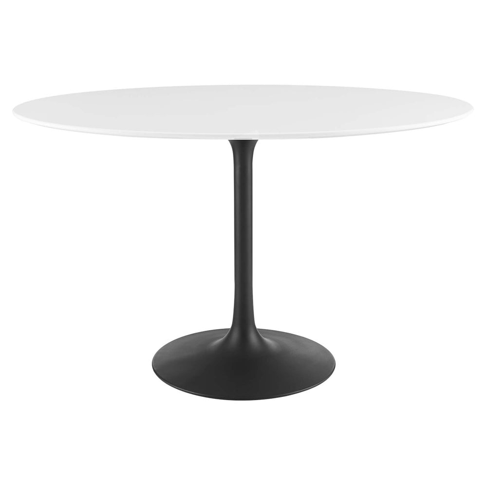 Modway Furniture Lippa 48" Oval Wood Dining Table - Modern Mid-Century Design, Easy-Clean High-Gloss Finish, Seats 4 EEI-3517-BLK-WHI