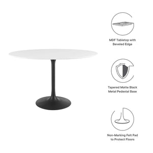 Modway Furniture Lippa 48" Oval Wood Dining Table - Modern Mid-Century Design, Easy-Clean High-Gloss Finish, Seats 4 EEI-3517-BLK-WHI