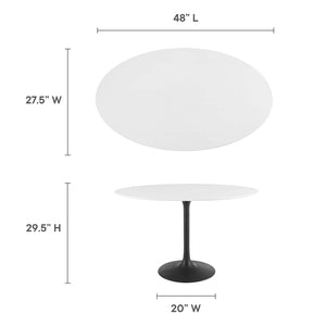 Modway Furniture Lippa 48" Oval Wood Dining Table - Modern Mid-Century Design, Easy-Clean High-Gloss Finish, Seats 4 EEI-3517-BLK-WHI