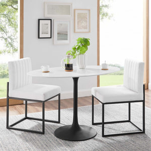 Modway Furniture Lippa 48" Oval Wood Dining Table - Modern Mid-Century Design, Easy-Clean High-Gloss Finish, Seats 4 EEI-3517-BLK-WHI