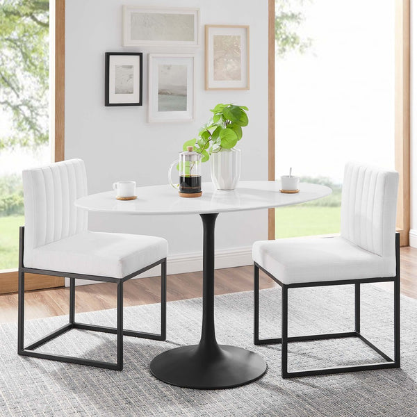 Modway Furniture Lippa 48" Oval Wood Dining Table - Modern Mid-Century Design, Easy-Clean High-Gloss Finish, Seats 4 EEI-3517-BLK-WHI