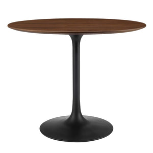 Modway Furniture Lippa 36" Round Walnut Dining Table - Mid-Century Modern Design for Cozy Spaces & Easy Assembly EEI-3519-BLK-WAL