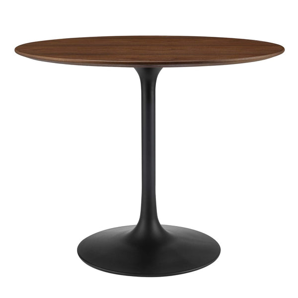 Modway Furniture Lippa 36" Round Walnut Dining Table - Mid-Century Modern Design for Cozy Spaces & Easy Assembly EEI-3519-BLK-WAL
