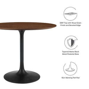 Modway Furniture Lippa 36" Round Walnut Dining Table - Mid-Century Modern Design for Cozy Spaces & Easy Assembly EEI-3519-BLK-WAL