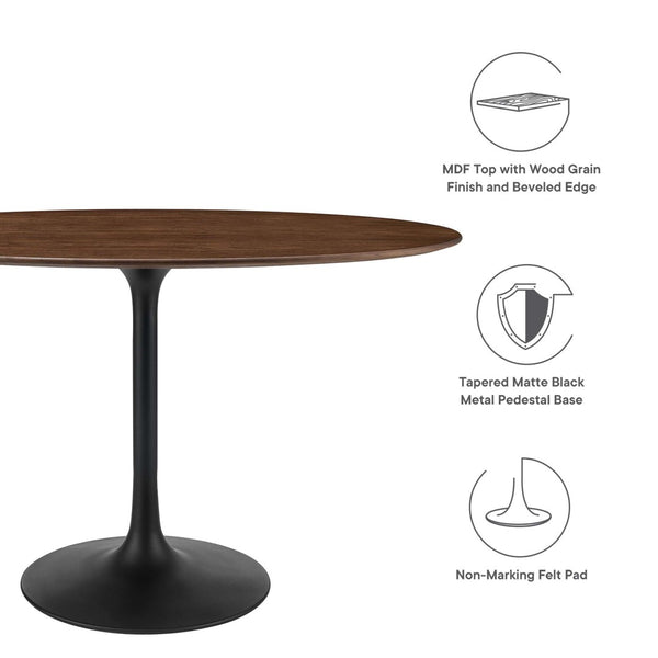 Modway Furniture Lippa 48" Oval Wood Dining Table - Mid-Century Modern Design in Black Walnut for Stylish Dining EEI-3520-BLK-WAL