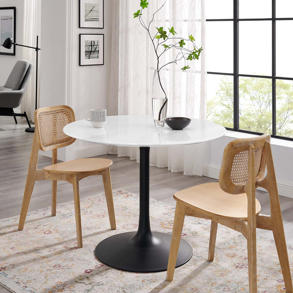 Modway Furniture Lippa 40" Round Wood Dining Table - Modern Mid-Century Design, Compact & Stylish for Small Spaces EEI-3521-BLK-WHI
