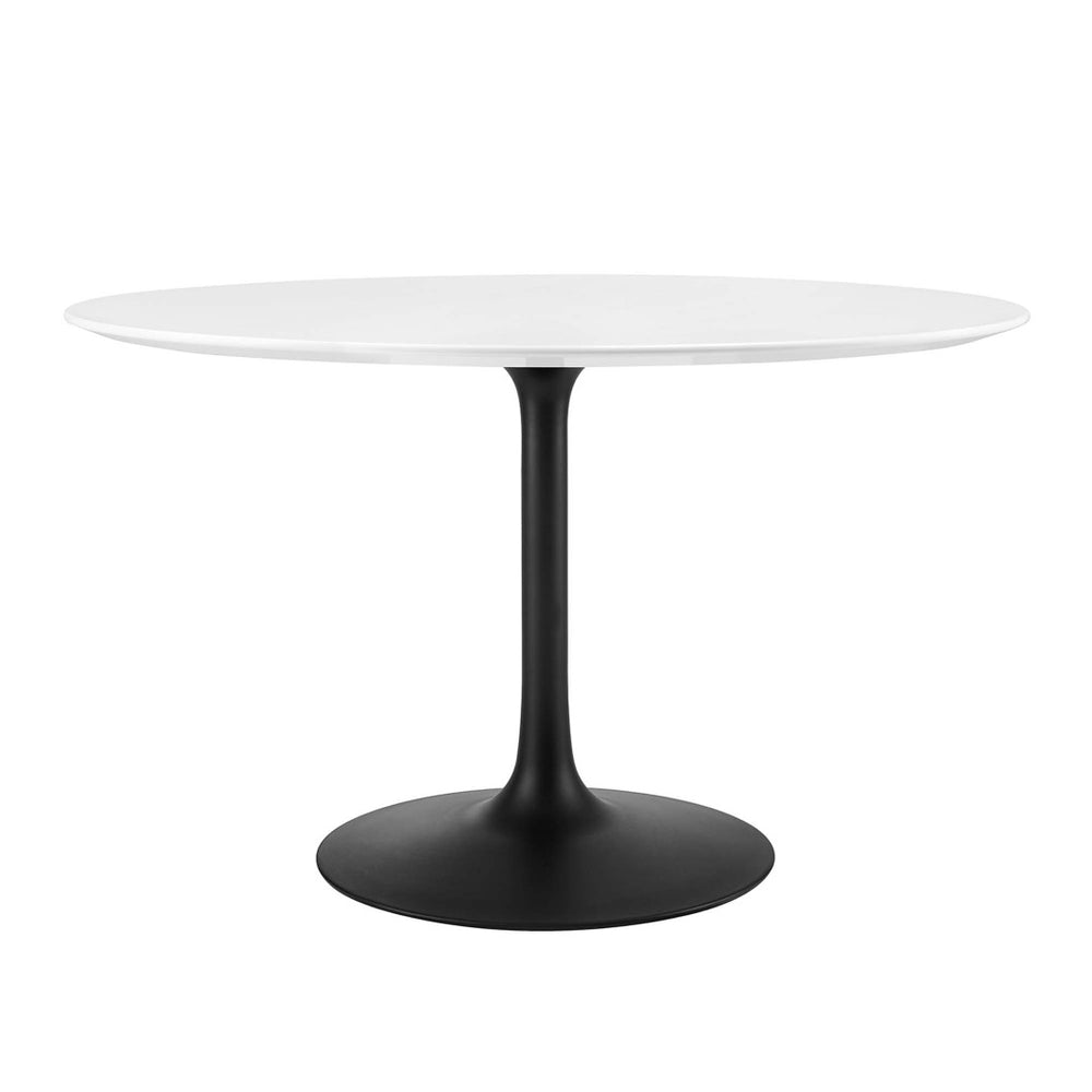Modway Furniture Lippa 48" Round Wood Dining Table - Stylish Mid-Century Pedestal Table for Modern Dining Spaces EEI-3522-BLK-WHI