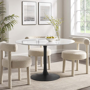 Modway Furniture Lippa 48" Round Wood Dining Table - Stylish Mid-Century Pedestal Table for Modern Dining Spaces EEI-3522-BLK-WHI