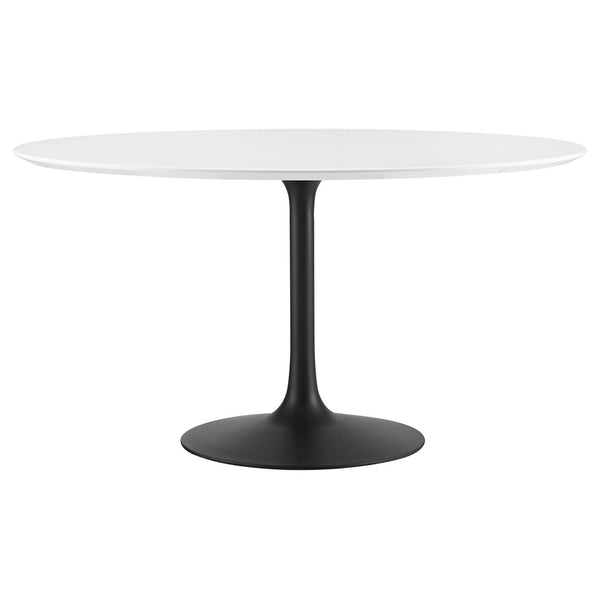 Modway Furniture Lippa 54" Round Wood Dining Table – Modern Mid-Century Style with High-Gloss Finish & Tapered Base EEI-3523-BLK-WHI