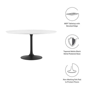 Modway Furniture Lippa 54" Round Wood Dining Table – Modern Mid-Century Style with High-Gloss Finish & Tapered Base EEI-3523-BLK-WHI