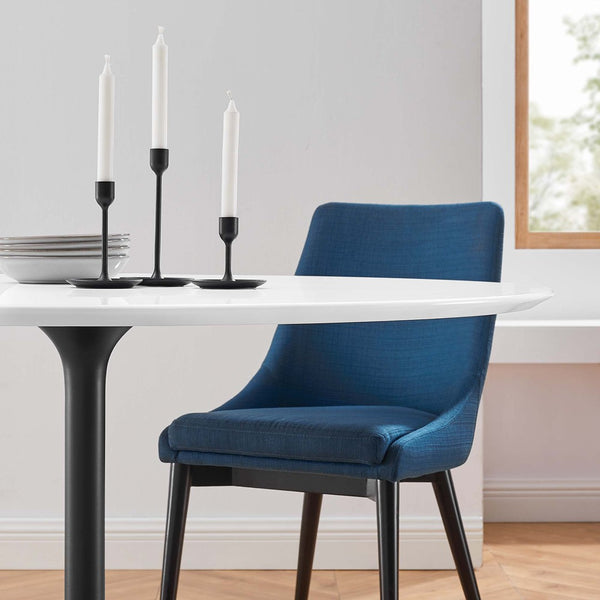 Modway Furniture Lippa 54" Round Wood Dining Table – Modern Mid-Century Style with High-Gloss Finish & Tapered Base EEI-3523-BLK-WHI