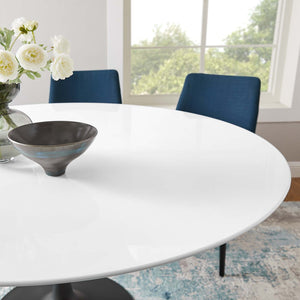 Modway Furniture Lippa 60" Round Wood Dining Table - Modern High-Gloss Finish with Sleek Metal Base for 4 People EEI-3524-BLK-WHI
