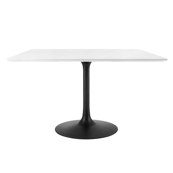 Modway Furniture Lippa 48" Square Mid-Century Modern Dining Table - High-Gloss Finish, Stylish & Space-Saving Design EEI-3525-BLK-WHI