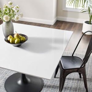 Modway Furniture Lippa 48" Square Mid-Century Modern Dining Table - High-Gloss Finish, Stylish & Space-Saving Design EEI-3525-BLK-WHI