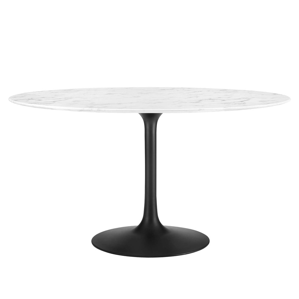 Modway Furniture Lippa 54" Round Faux Marble Dining Table – Modern Pedestal Design for Stylish Dining Spaces EEI-3528-BLK-WHI