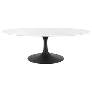 Modway Furniture Lippa 48" Oval Coffee Table – Modern Mid-Century Design with High-Gloss Finish & Pedestal Base EEI-3536-BLK-WHI