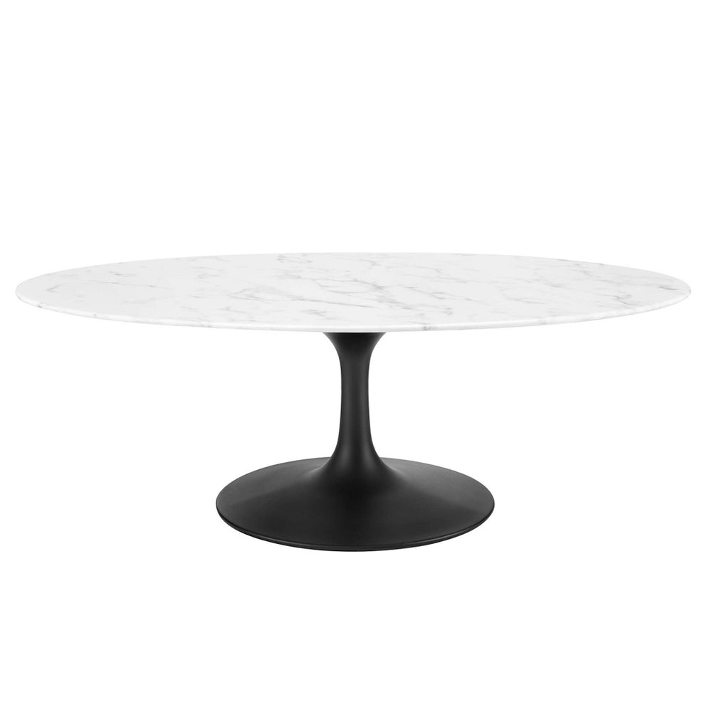 Modway Furniture Lippa 48" Oval Faux Marble Coffee Table - Mid-Century Modern Design for Stylish Living Rooms EEI-3537-BLK-WHI