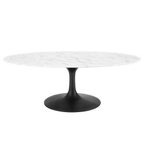 Modway Furniture Lippa 48" Oval Faux Marble Coffee Table - Mid-Century Modern Design for Stylish Living Rooms EEI-3537-BLK-WHI