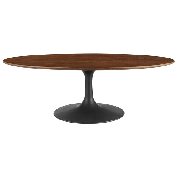 Modway Furniture Lippa Oval Pedestal Coffee Table Wood Veneer Mid-century Modern Living Room EEI-3538-BLK-WAL