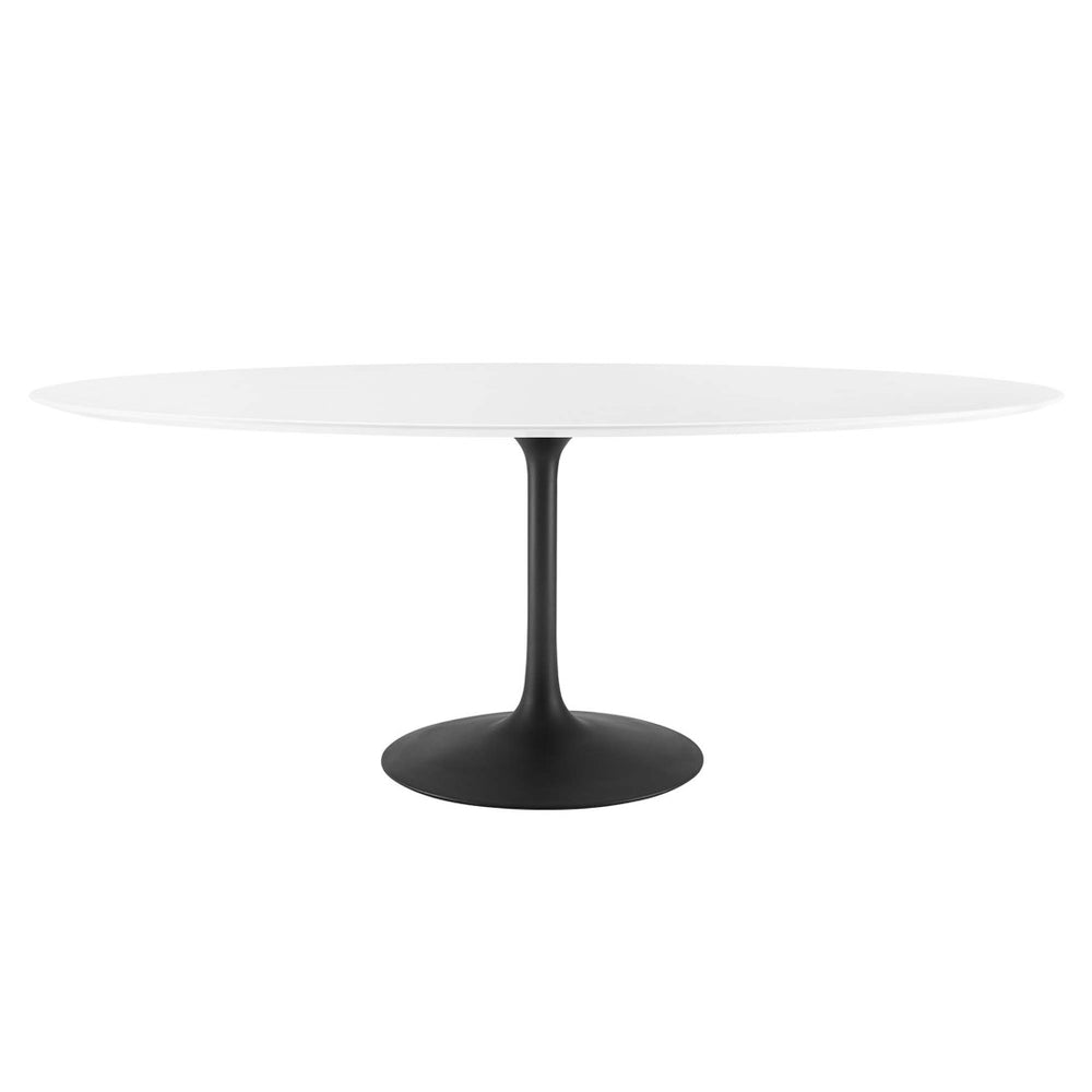 Modway Furniture Lippa 78" Oval Wood Dining Table - Modern Mid-Century Design for 8, High-Gloss Finish & Pedestal Base EEI-3540-BLK-WHI