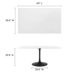 Modway Furniture Lippa 60" Rectangular Wood Dining Table - Modern Mid-Century Design, Seats 6, Durable & Stylish EEI-3541-BLK-WHI