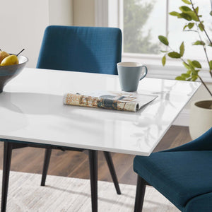 Modway Furniture Lippa 60" Rectangular Wood Dining Table - Modern Mid-Century Design, Seats 6, Durable & Stylish EEI-3541-BLK-WHI