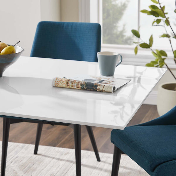 Modway Furniture Lippa 60" Rectangular Wood Dining Table - Modern Mid-Century Design, Seats 6, Durable & Stylish EEI-3541-BLK-WHI