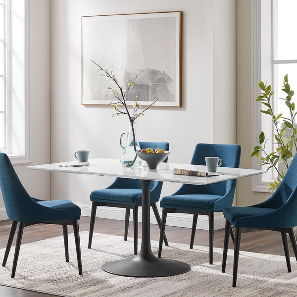 Modway Furniture Lippa 60" Rectangular Wood Dining Table - Modern Mid-Century Design, Seats 6, Durable & Stylish EEI-3541-BLK-WHI